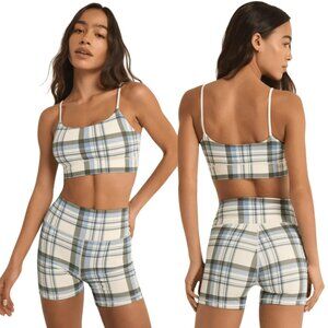 Z Supply Shine Plaid Bra & Daily Plaid Bike Short Set NEW